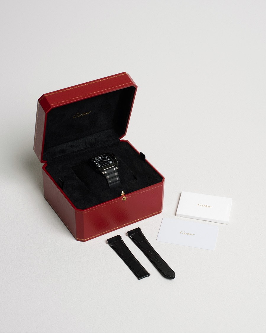 Homme | Cartier Pre-Owned Santos De Cartier Steel WSSA0039 Black | Cartier Pre-Owned | Santos De Cartier Steel WSSA0039 Black