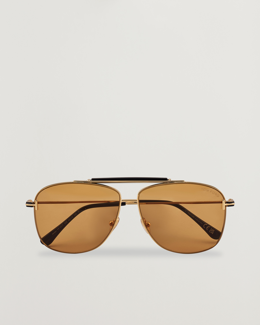 Homme | Lunettes De Soleil | Tom Ford | Jaden FT1017 Metal Sunglasses Gold/Brown