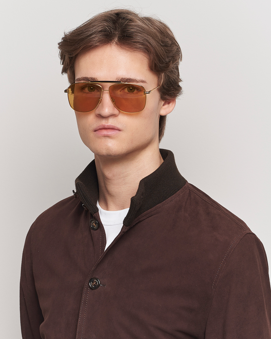 Homme |  | Tom Ford | Jaden FT1017 Metal Sunglasses Gold/Brown