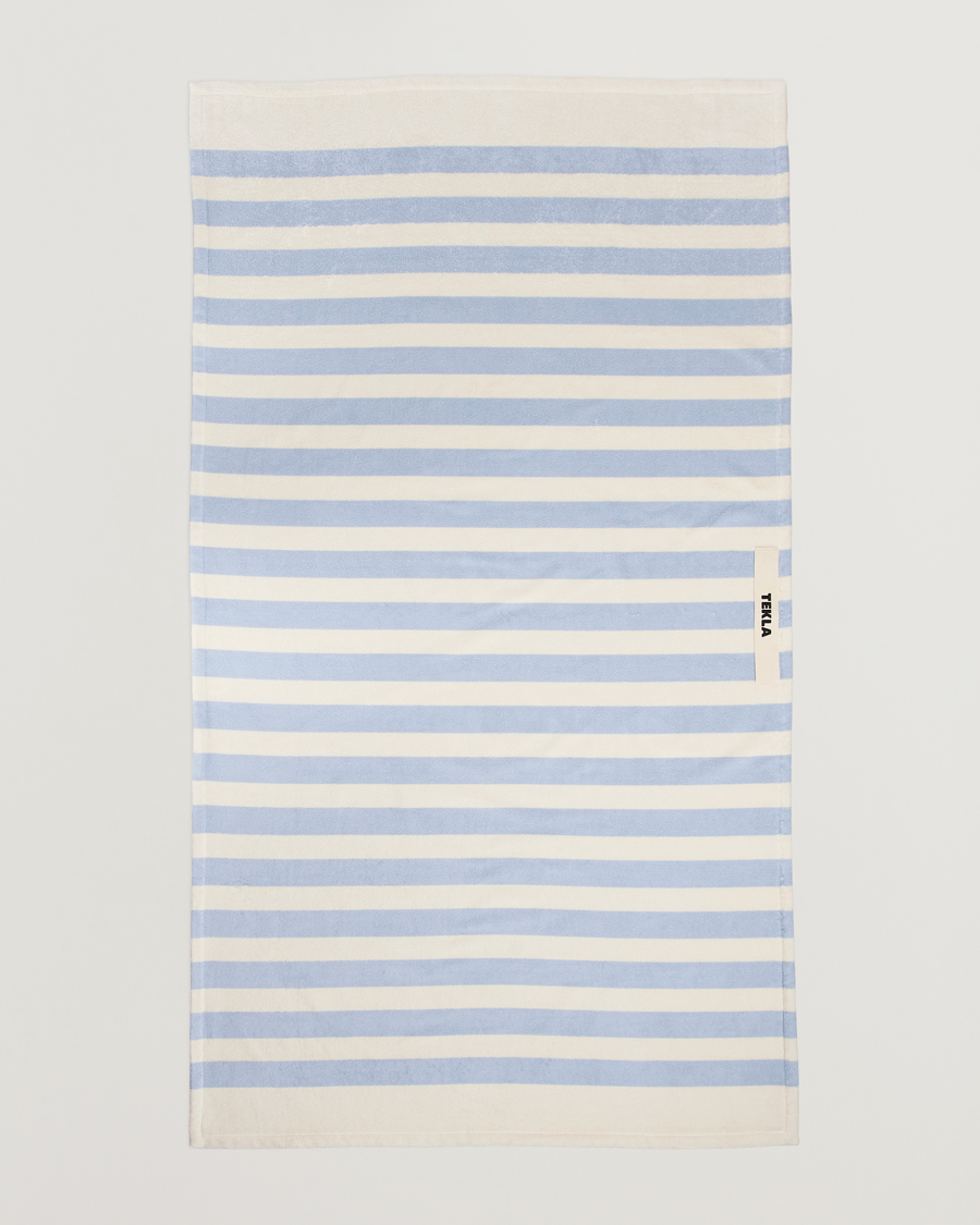 Homme | Tekla Organic Terry Beach Towel Isle Blue Stripes | Tekla | Organic Terry Beach Towel Isle Blue Stripes
