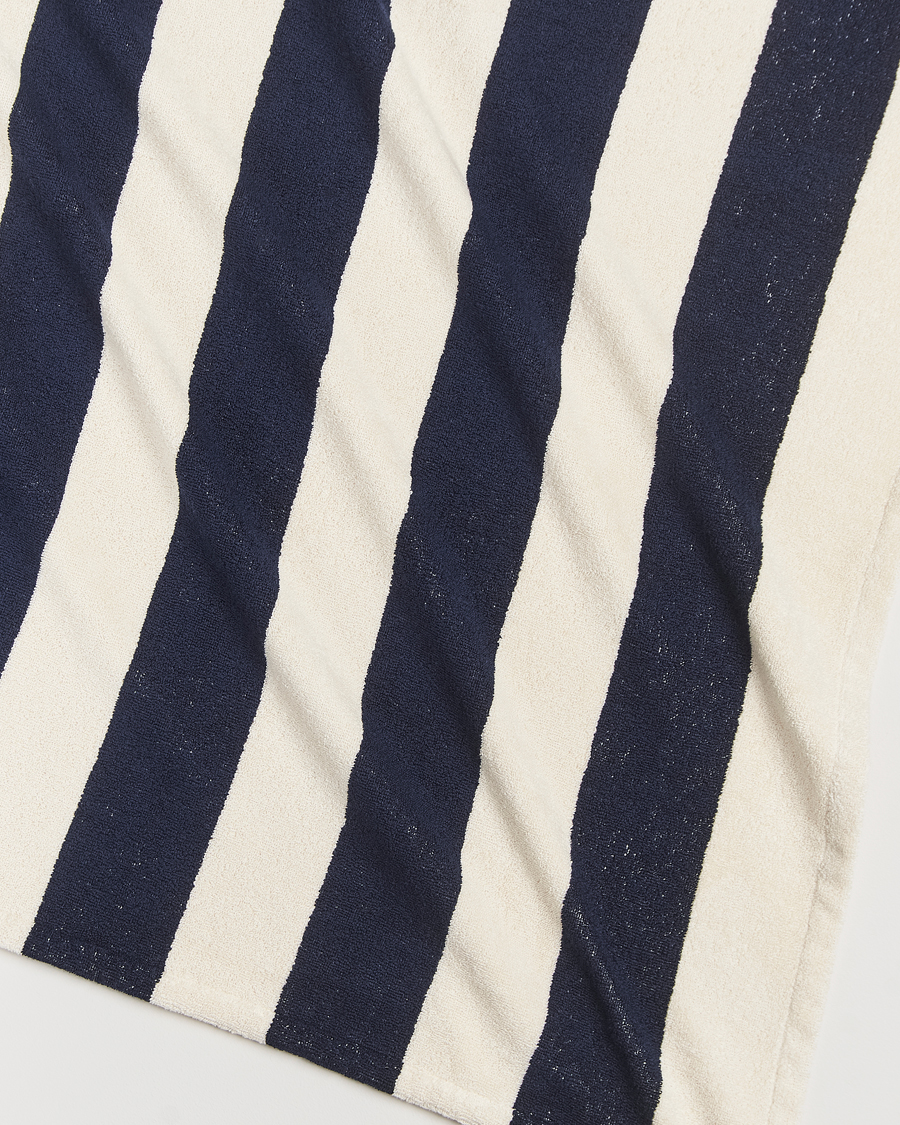 Homme | Tekla Organic Terry Beach Towel Navy Stripes | Tekla | Organic Terry Beach Towel Navy Stripes