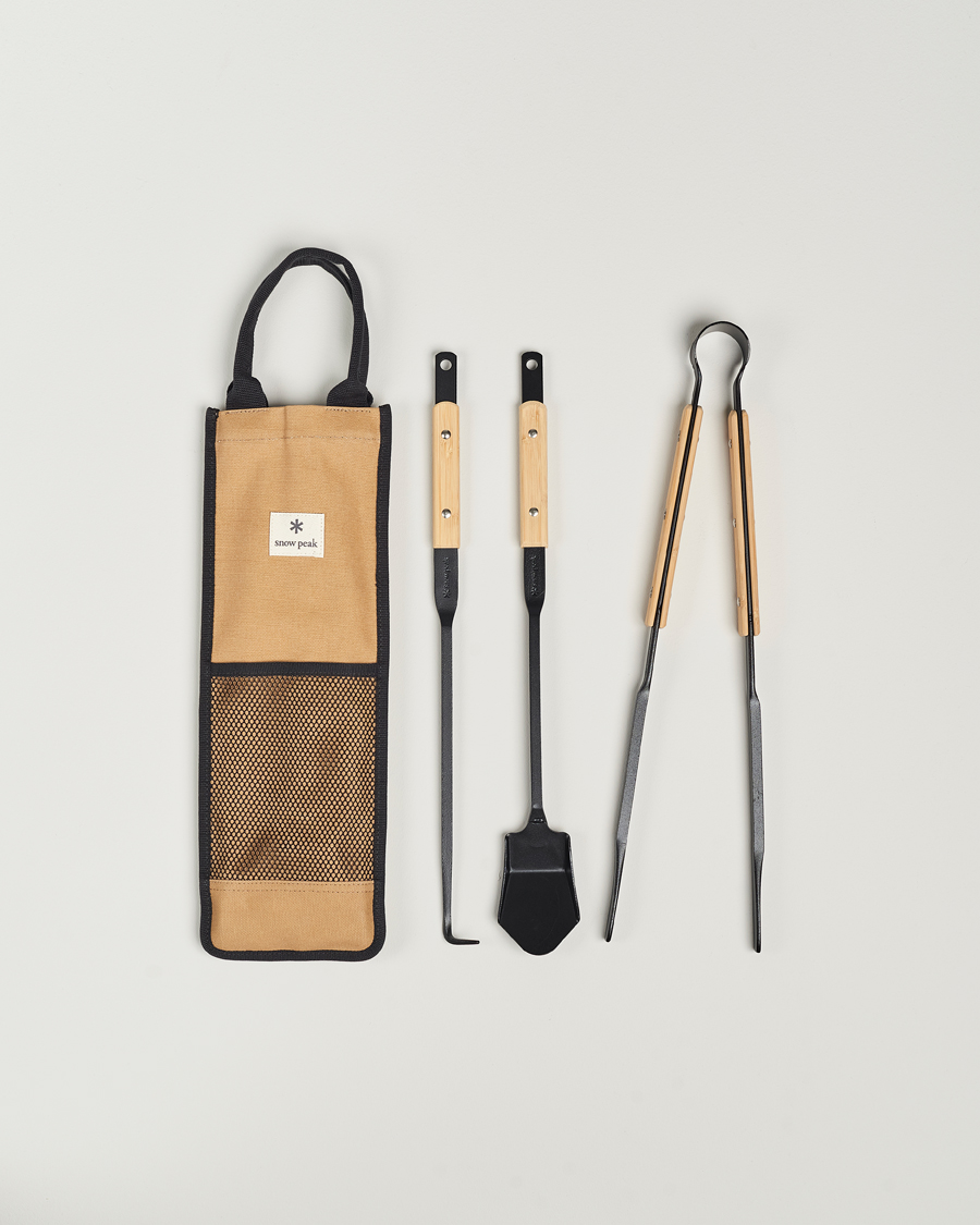Homme | Snow Peak Fire Tool Set Pro Steel/Bamboo | Snow Peak | Fire Tool Set Pro Steel/Bamboo
