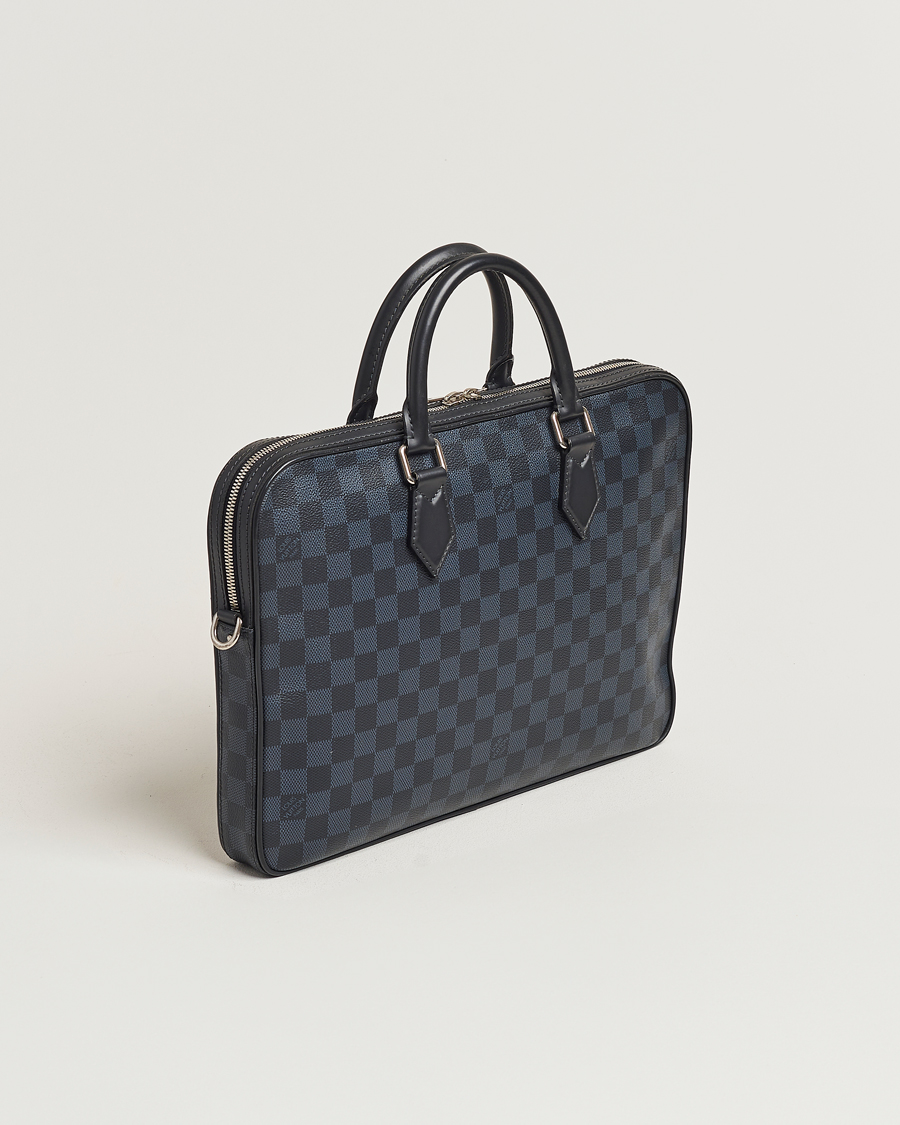 Homme | Louis Vuitton Pre-Owned Dandy Slim Briefcase Damier Navy | Louis Vuitton Pre-Owned | Dandy Slim Briefcase Damier Navy