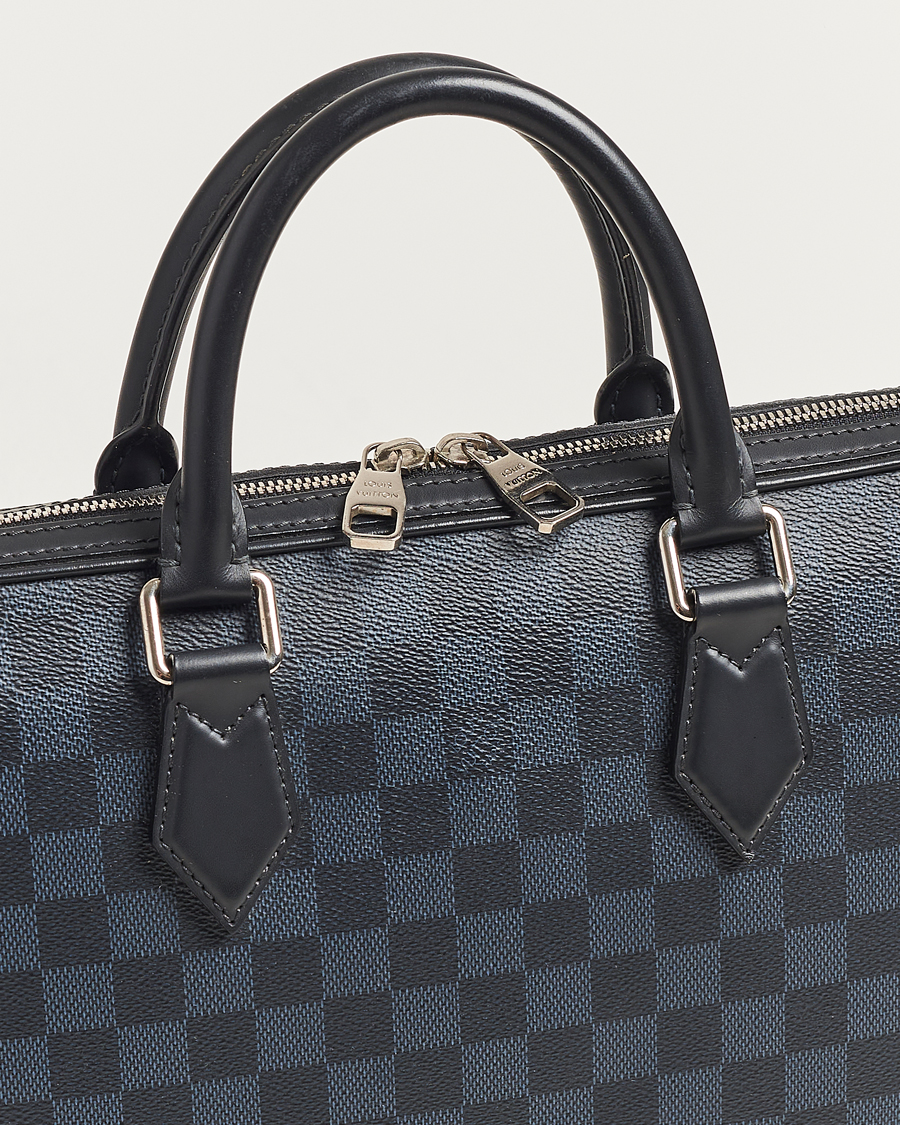 Homme | Louis Vuitton Pre-Owned Dandy Slim Briefcase Damier Navy | Louis Vuitton Pre-Owned | Dandy Slim Briefcase Damier Navy