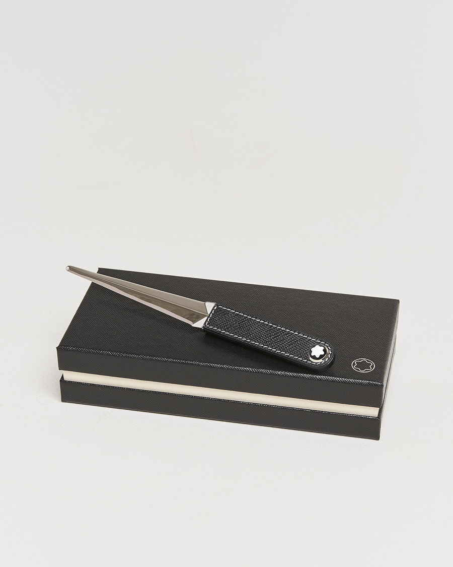 Homme | Pour La Maison | Montblanc | Letter Opener in Steel and Leather Black