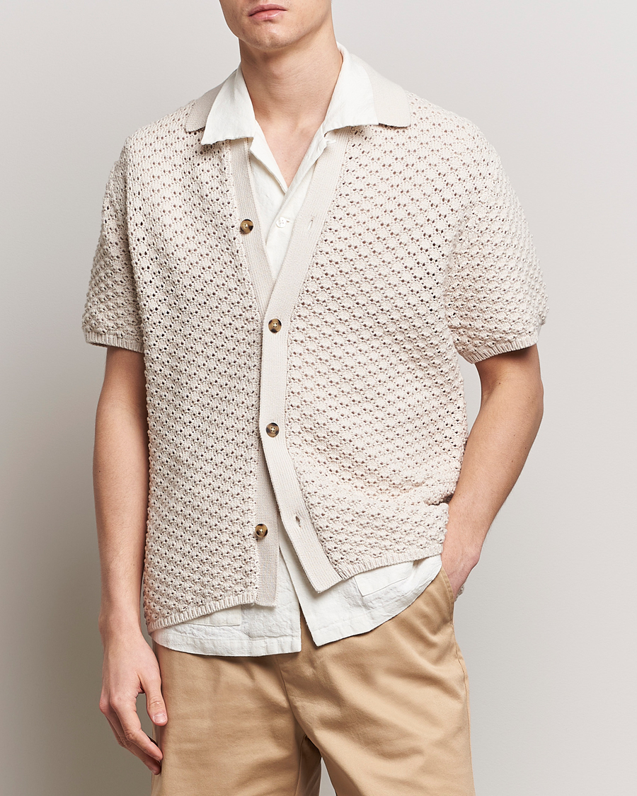 Men | Short Sleeve Shirts | LES DEUX | Gideon Knitted Shirt Ivory