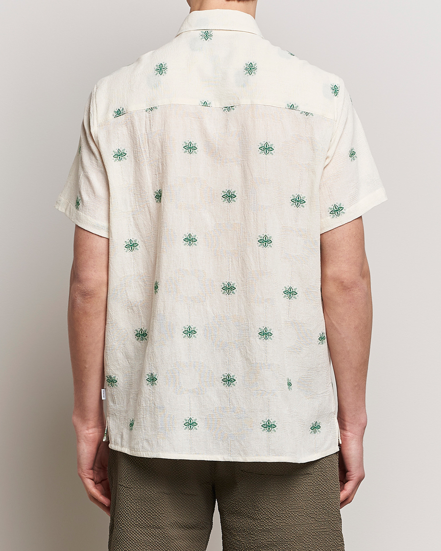 Homme | Chemises | LES DEUX | Ira Short Sleeve Embroidery Cotton Shirt Ivory