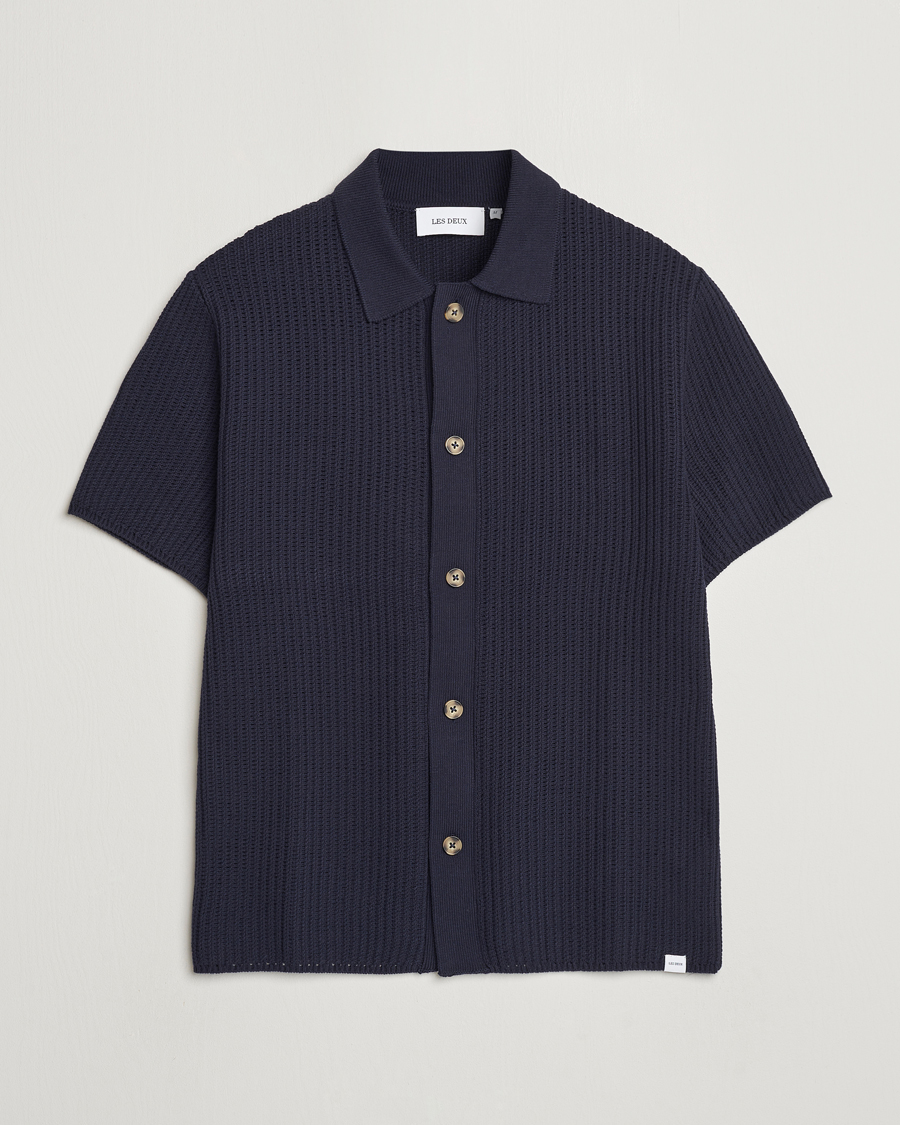 Homme | Chemises | LES DEUX | Gustavo Knitted Shirt Dark Navy