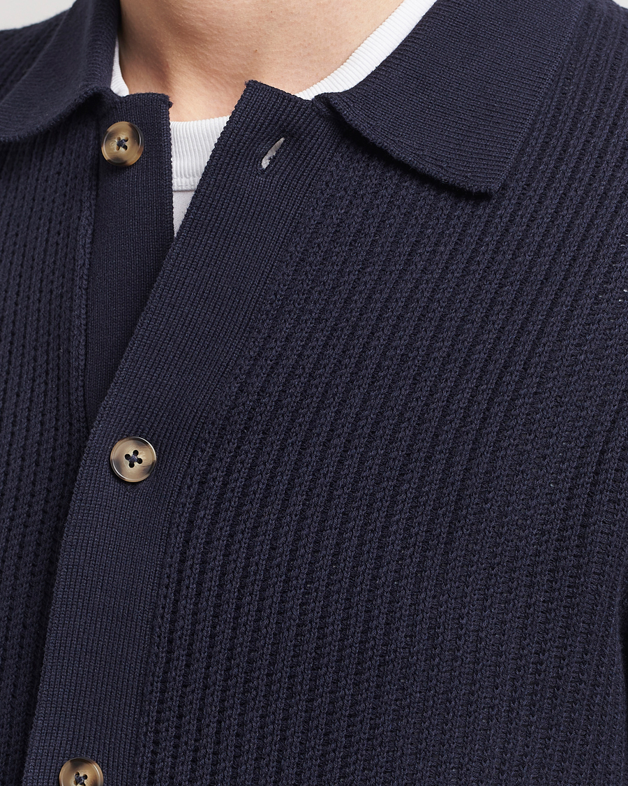 Homme | Chemises | LES DEUX | Gustavo Knitted Shirt Dark Navy