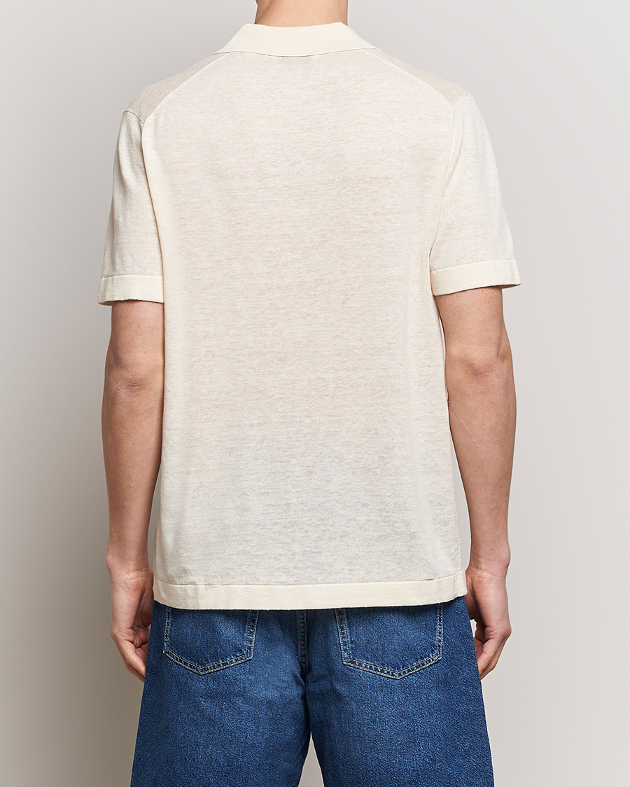 Homme | Polos | LES DEUX | Emmanuel Linen/Cotton Polo Knit Ivory