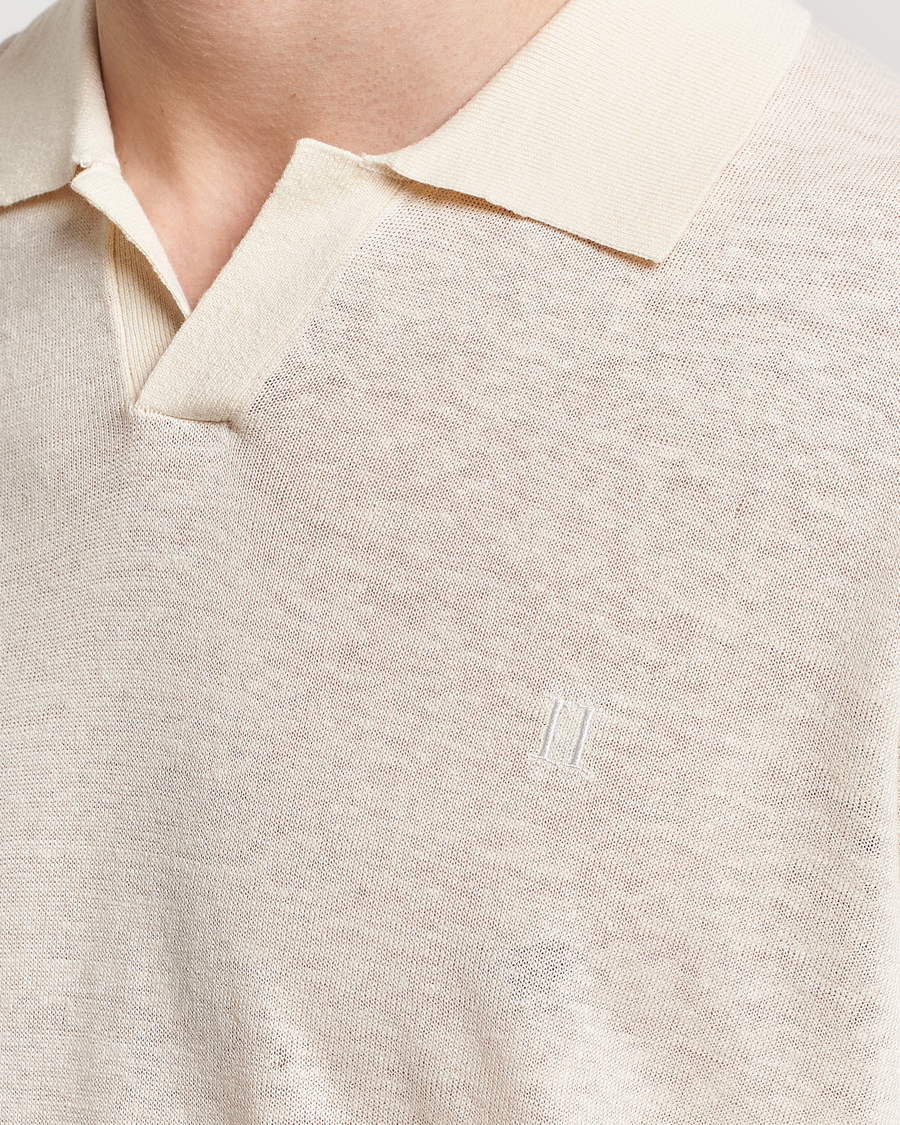 Homme | Polos | LES DEUX | Emmanuel Linen/Cotton Polo Knit Ivory
