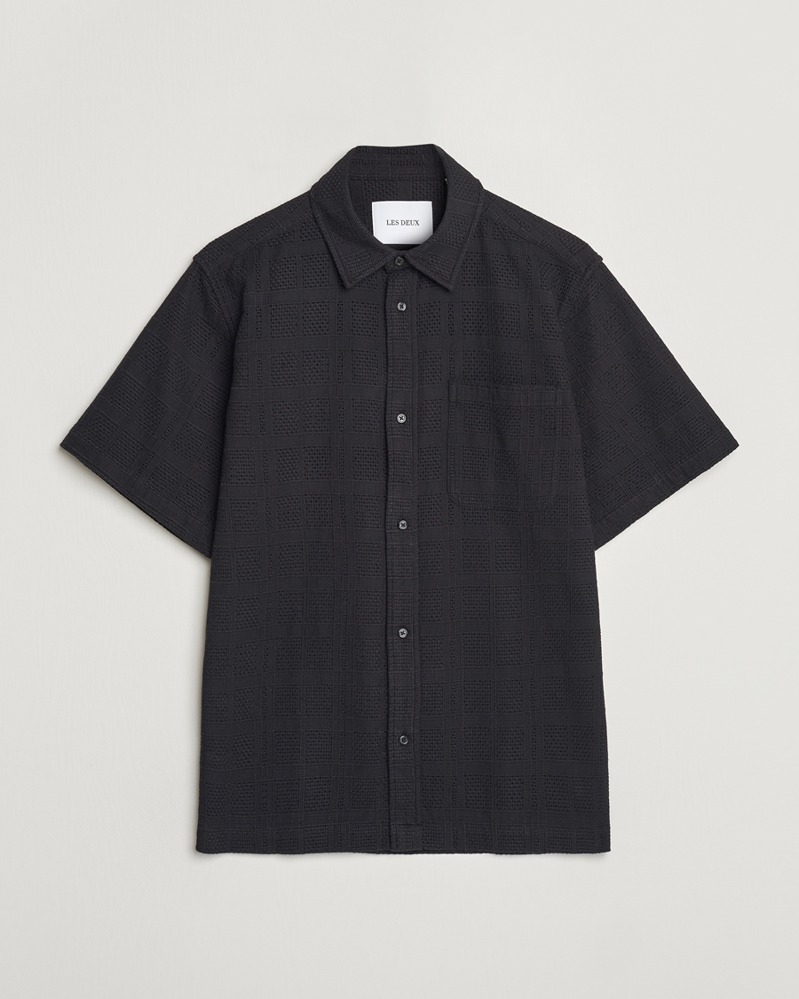 Homme | Chemises | LES DEUX | Charlie Short Sleeve Knitted Shirt Black