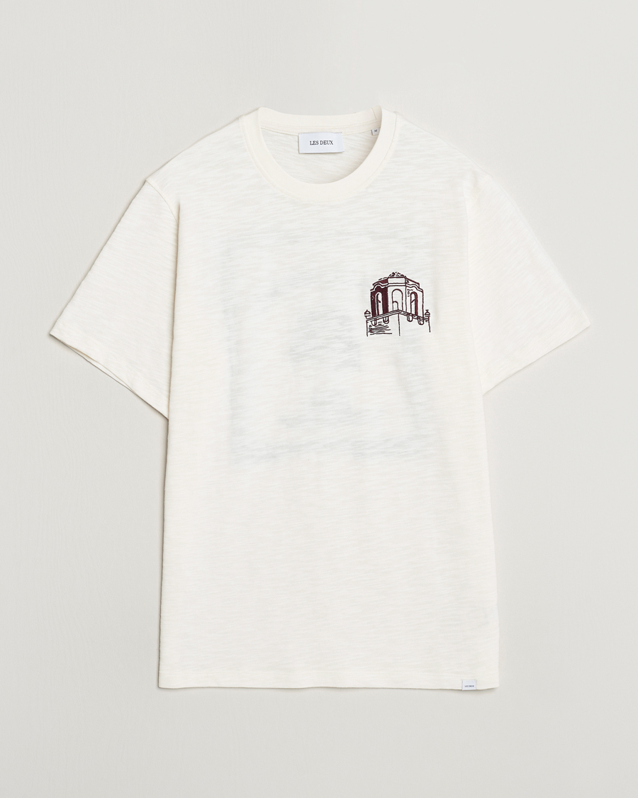 Homme | T-shirts | LES DEUX | Hotel Embroidery T-Shirt Ivory