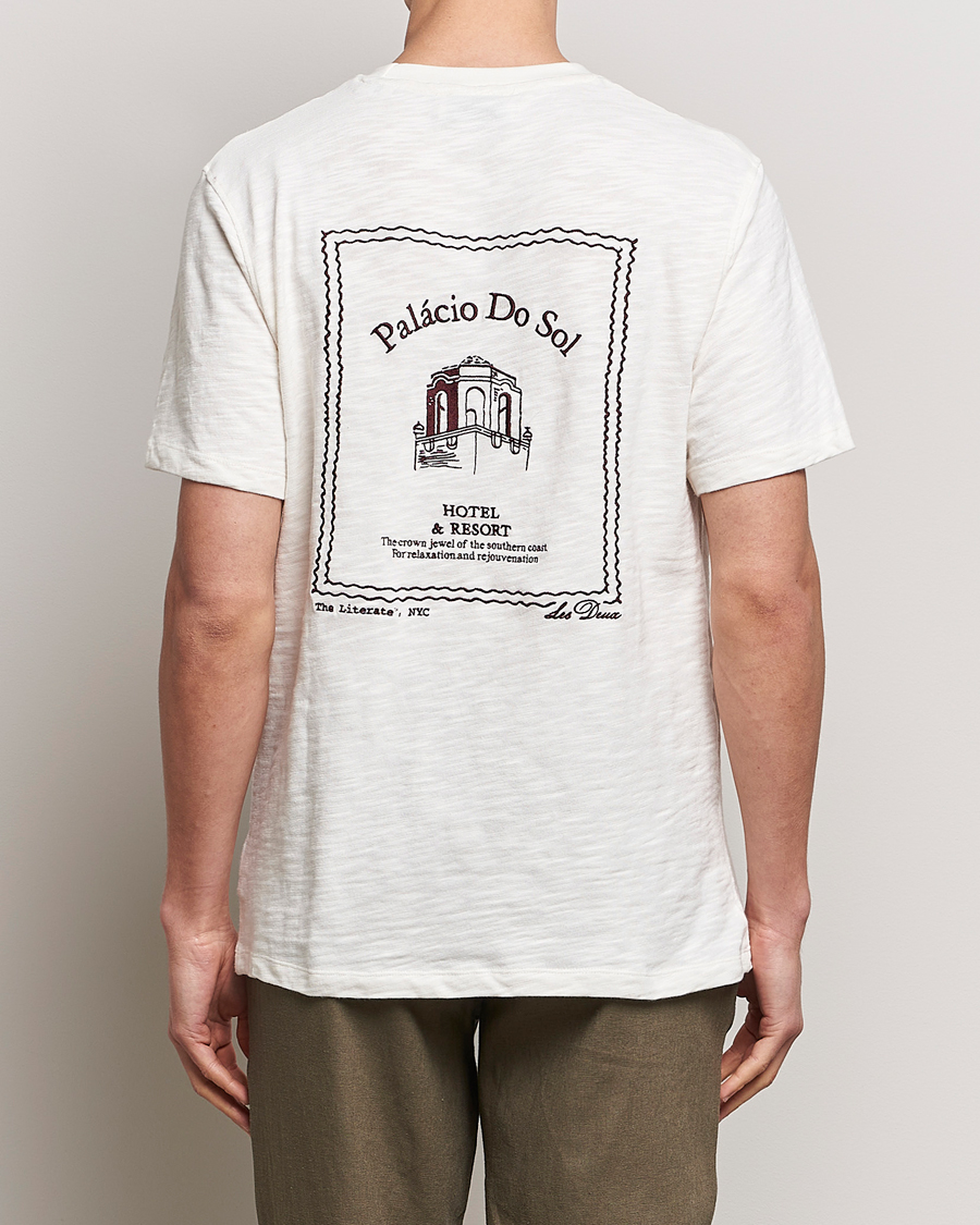 Homme | T-shirts | LES DEUX | Hotel Embroidery T-Shirt Ivory