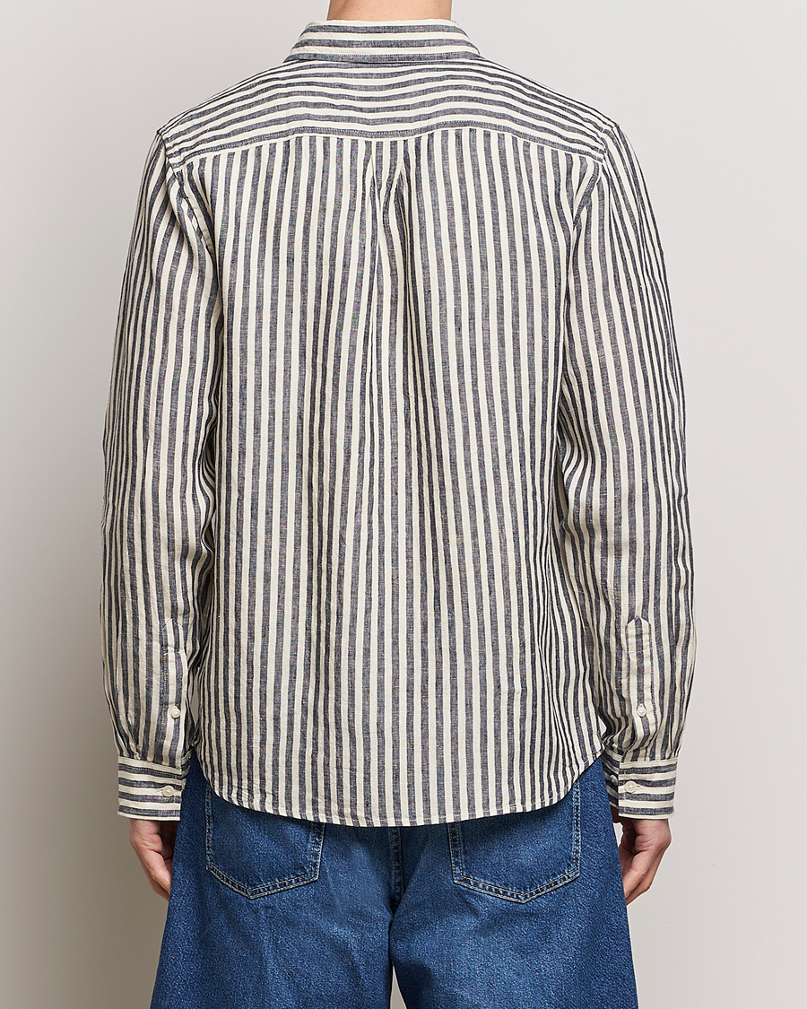 Homme | Chemises | LES DEUX | Kristian Striped Linen Button Down Shirt Ivory/Navy