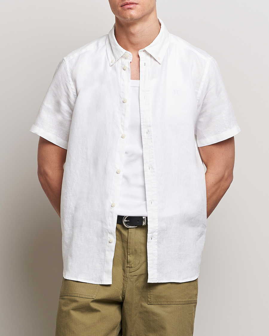Homme | Vêtements | LES DEUX | Kris Short Sleeve Linen Shirt White