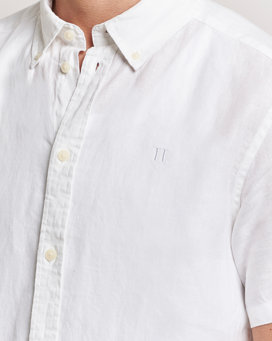 Homme | Chemises | LES DEUX | Kris Short Sleeve Linen Shirt White