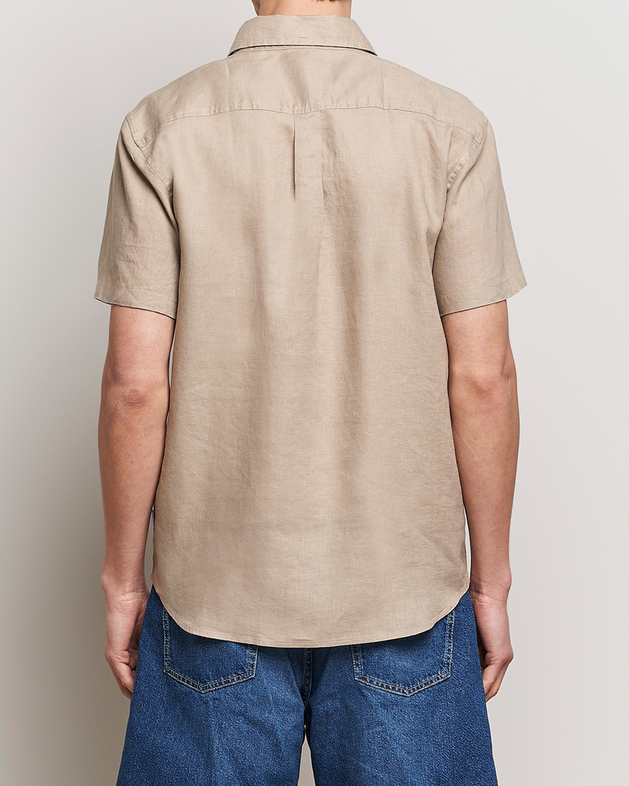 Homme | Chemises | LES DEUX | Kris Short Sleeve Linen Shirt Dark Sand