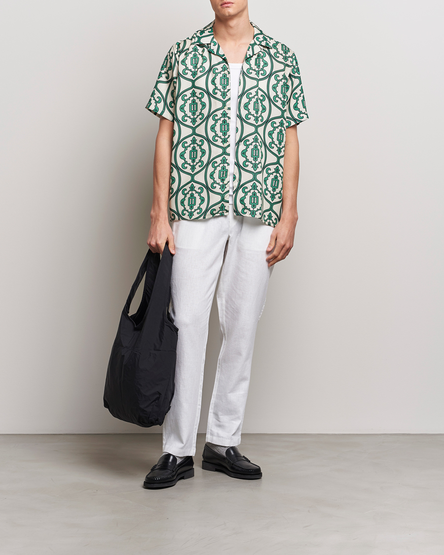 Homme | Chemises | LES DEUX | Ornament Print Tencel Shirt Ivory/Green