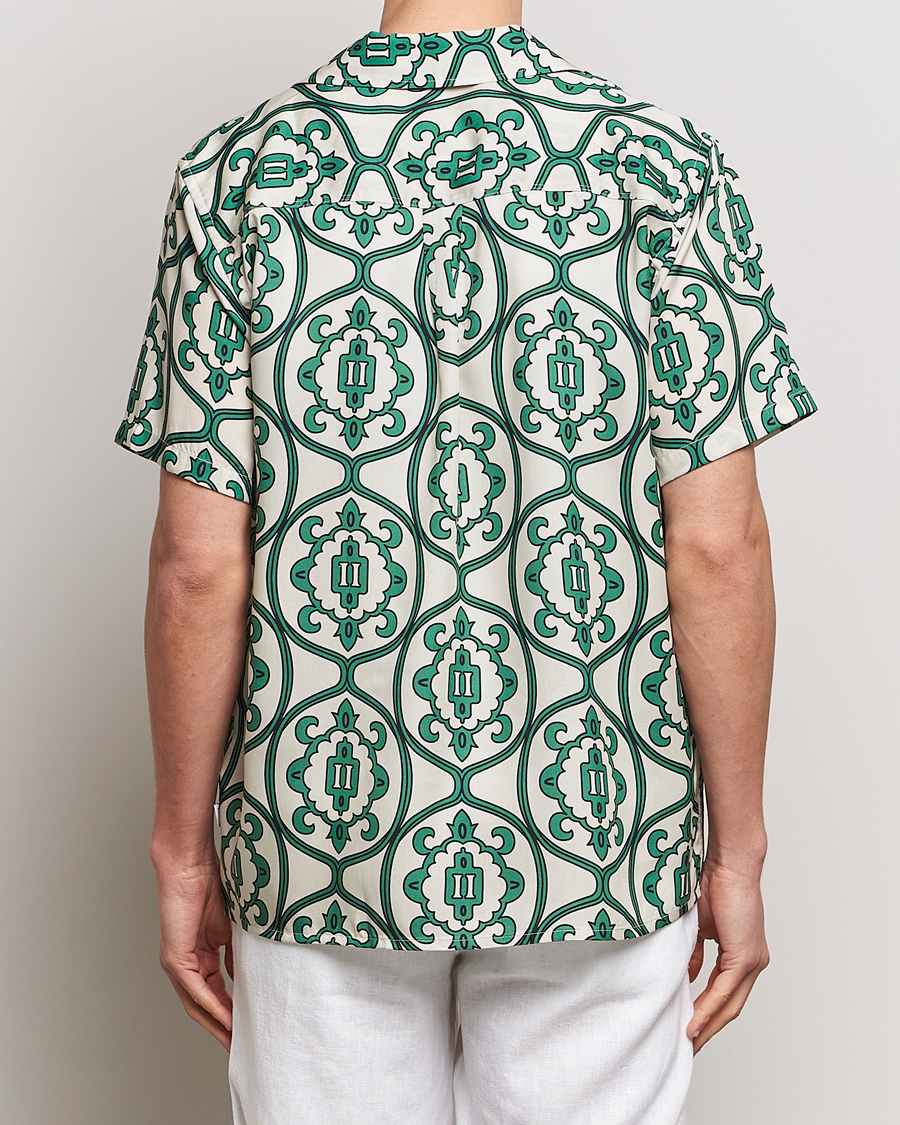 Homme | Chemises | LES DEUX | Ornament Print Tencel Shirt Ivory/Green
