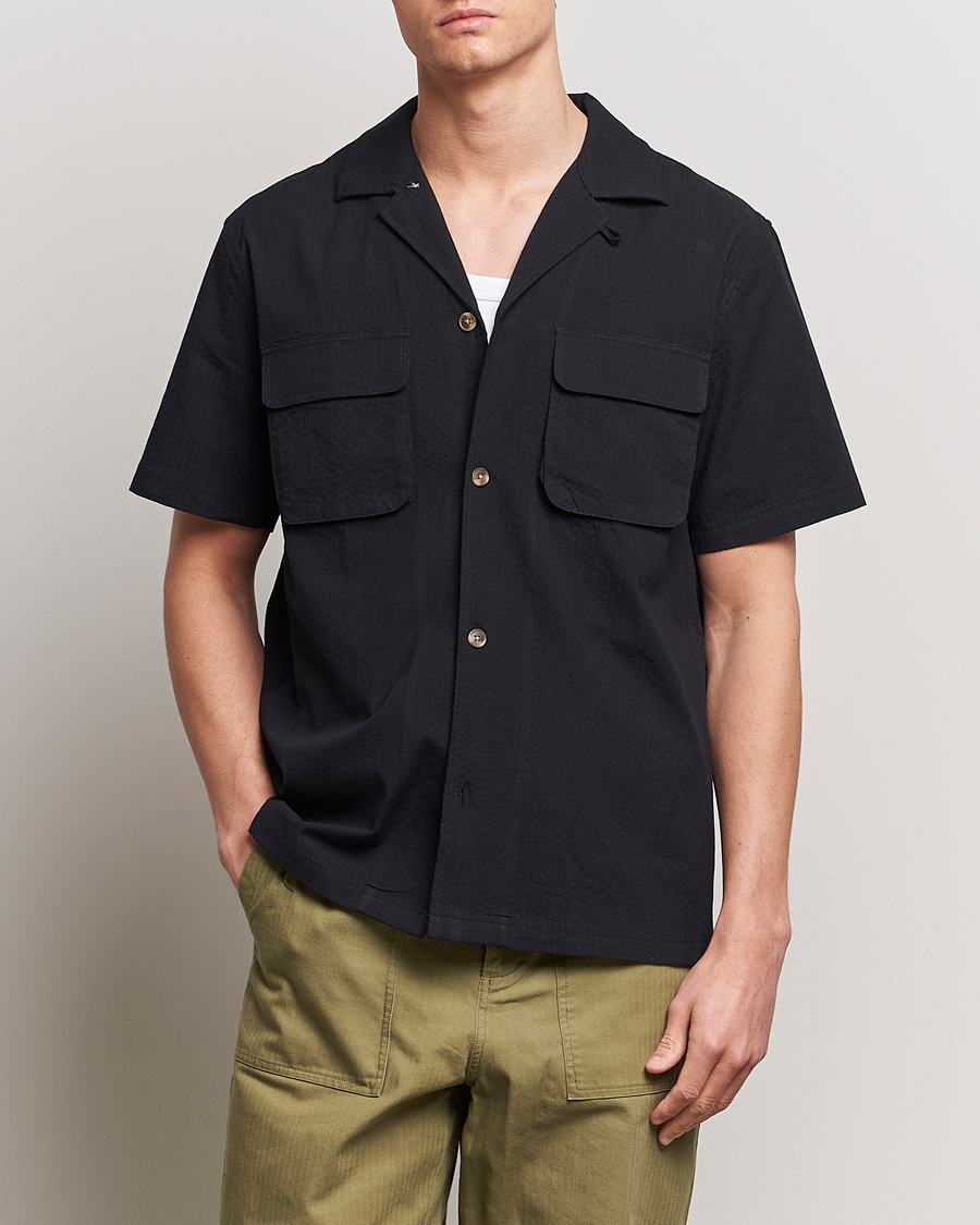 Homme | Vêtements | LES DEUX | Osmund Seersucker Shirt Black