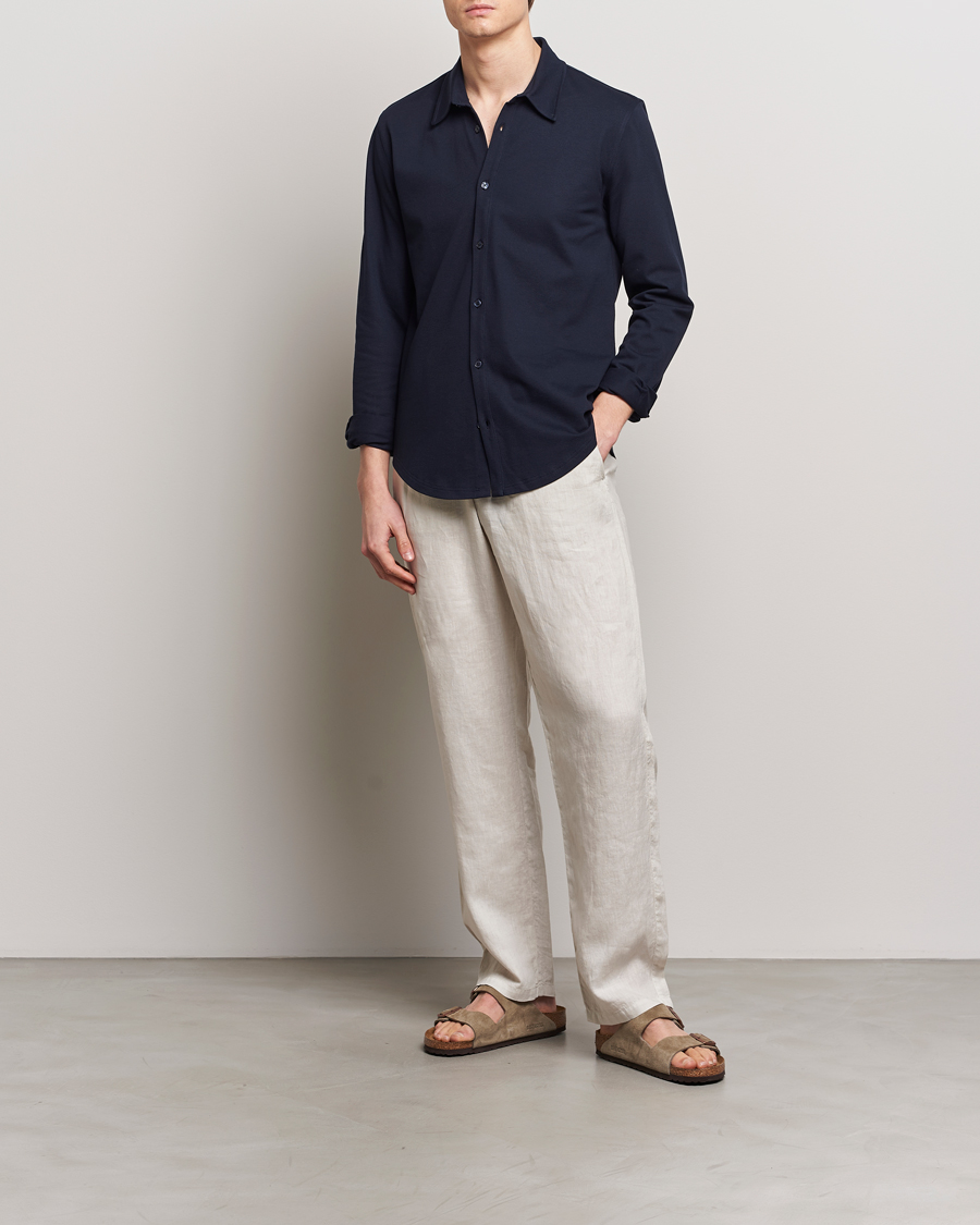 Homme | Chemises | Orlebar Brown | Giles Long Sleeve Pique Polo Night Iris