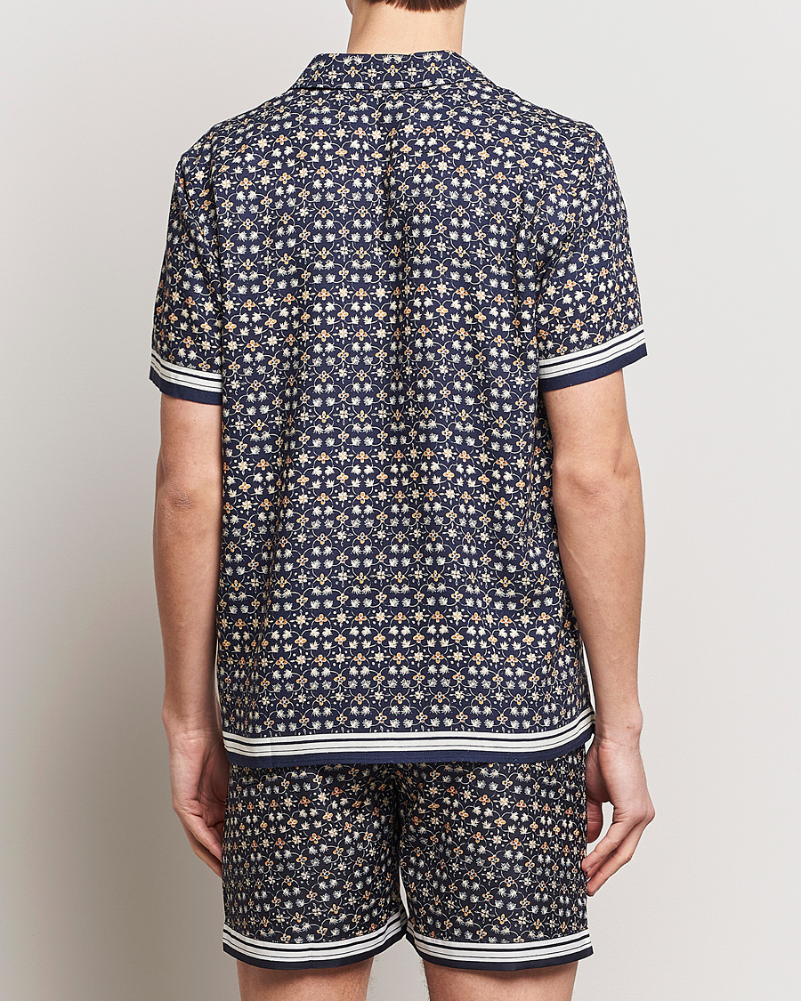 Homme | Chemises | Orlebar Brown | Hibbert Fiore Viscose/Linen Printed Shirt Night Iris