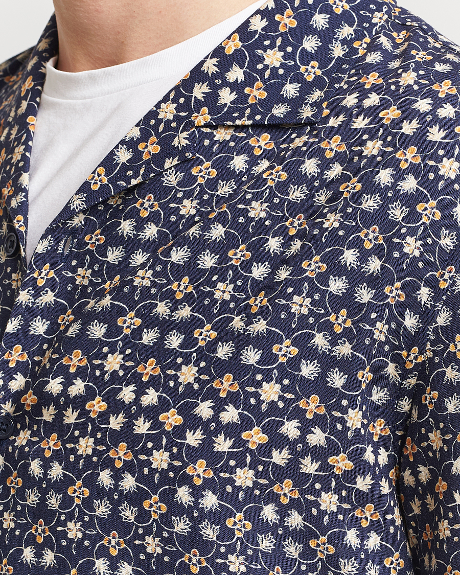 Homme | Chemises | Orlebar Brown | Hibbert Fiore Viscose/Linen Printed Shirt Night Iris