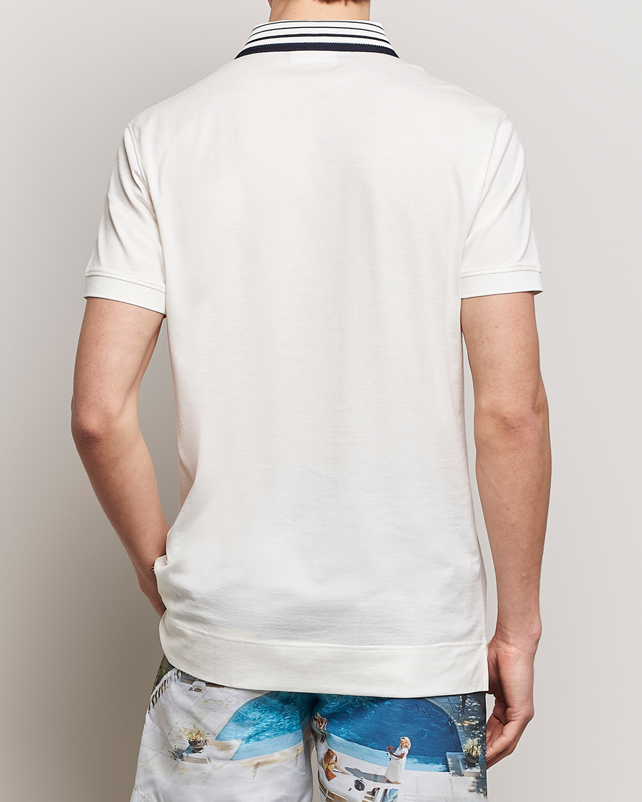 Homme | Polos | Orlebar Brown | Dominic Border Cotton/Lyocel Polo White Sand