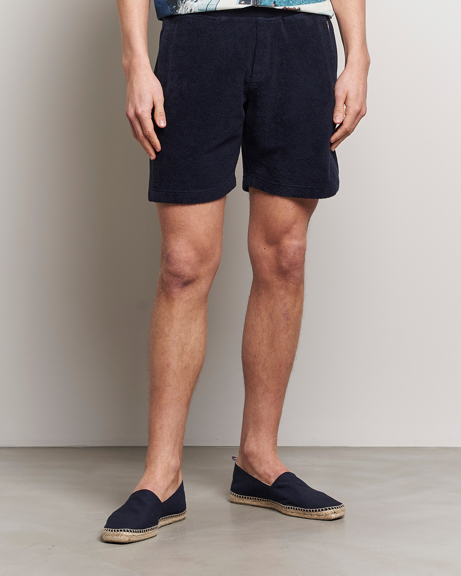Homme |  | Orlebar Brown | Afador Mix Texture Towelling Shorts Night Iris