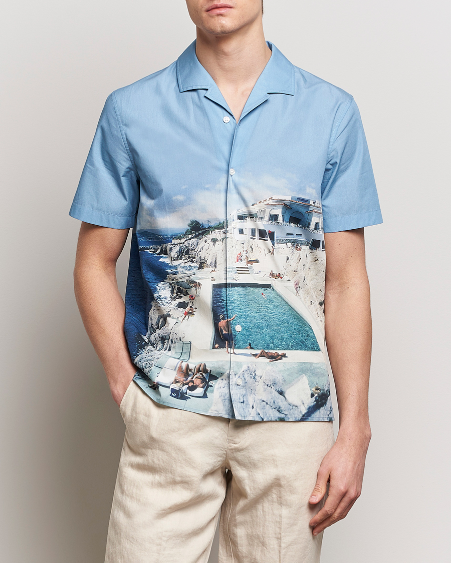 Homme | Chemises À Manches Courtes | Orlebar Brown | Hibbert Photographic Roc Pool Shirt Blue