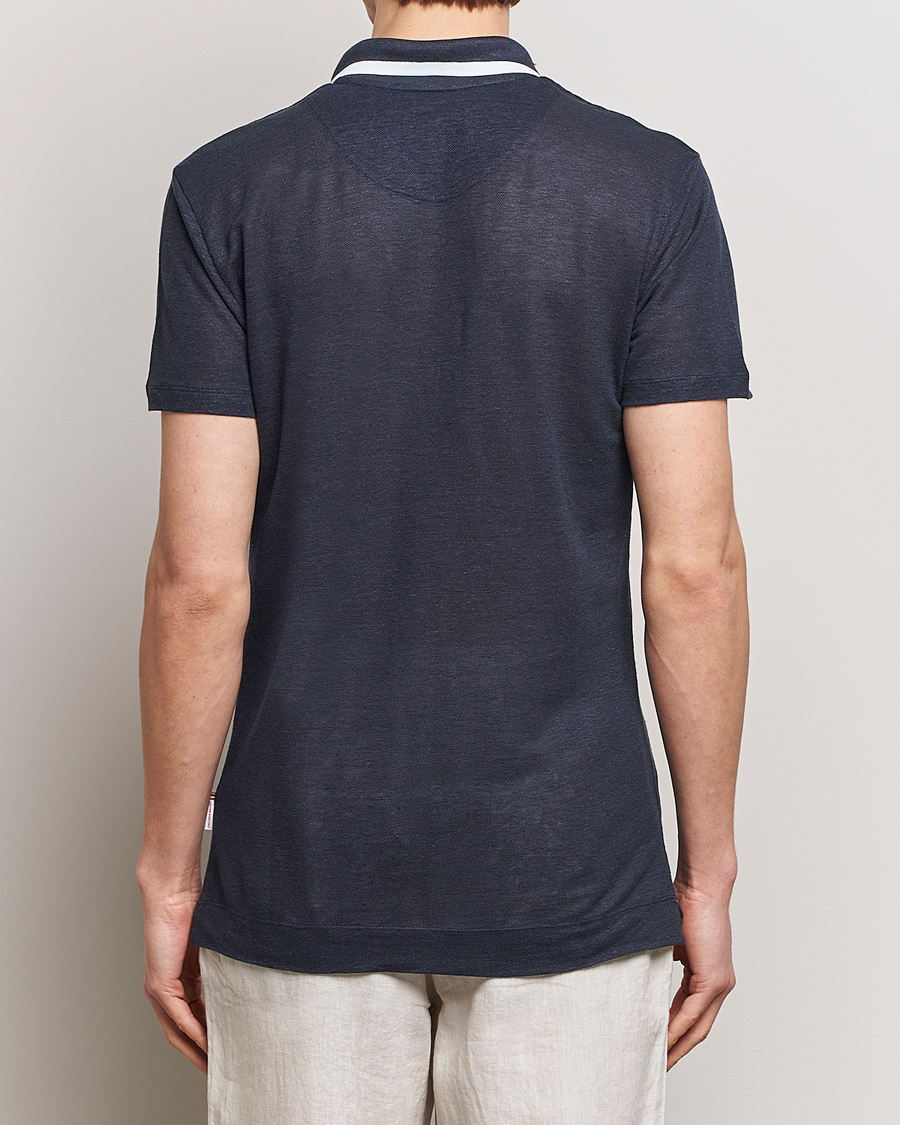 Homme | Polos | Orlebar Brown | Felix Linen Pique Polo Night Iris