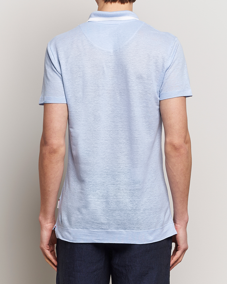 Homme | Polos | Orlebar Brown | Felix Linen Pique Polo Soft Blue
