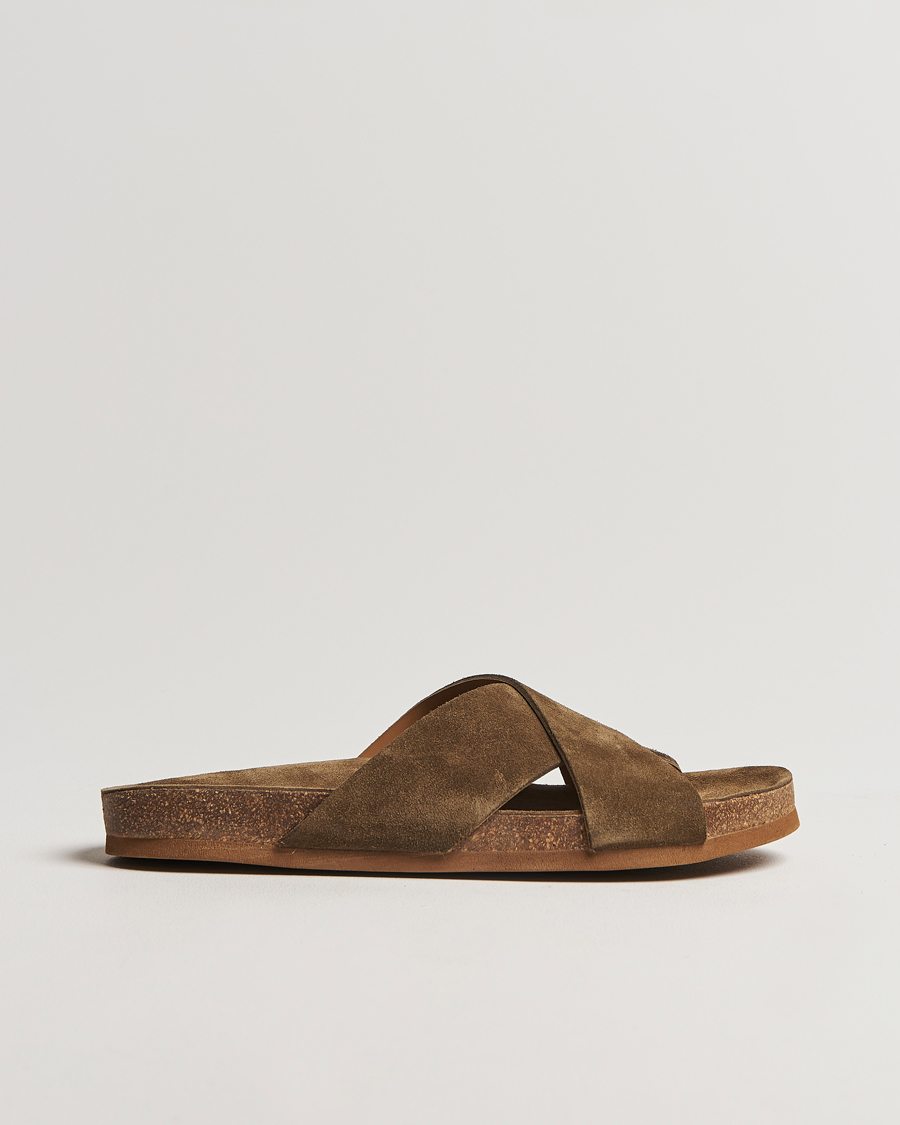 Homme | Myrqvist Solvik Sandals Moss Green Suede | Myrqvist | Solvik Sandals Moss Green Suede