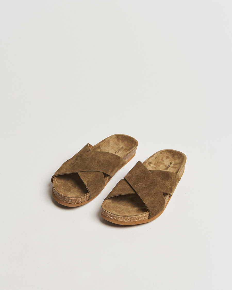 Homme | Myrqvist Solvik Sandals Moss Green Suede | Myrqvist | Solvik Sandals Moss Green Suede