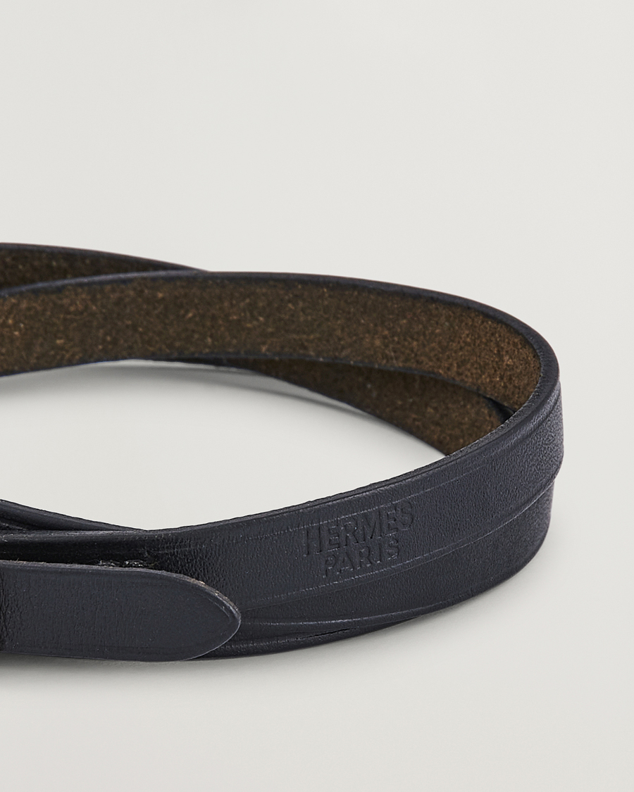 Homme | Hermès Pre-Owned API1 Leather Bracelet Black | Hermès Pre-Owned | API1 Leather Bracelet Black