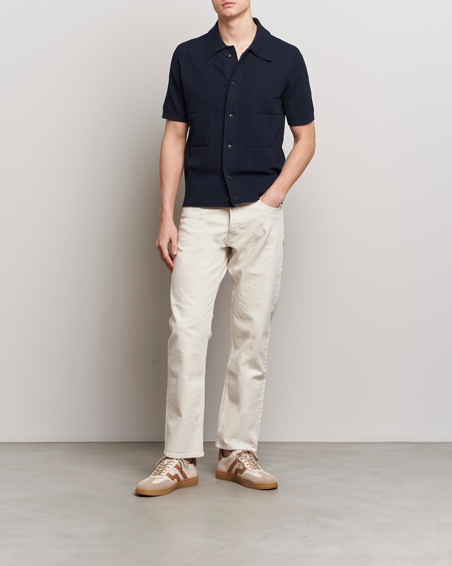 Homme | Polos | Tiger of Sweden | Araawen Short Sleeve Knitted Polo Light Ink