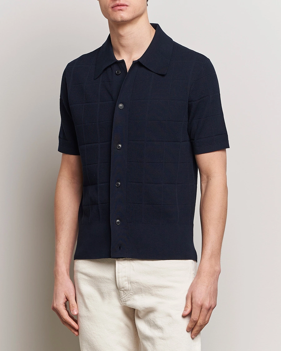 Homme |  | Tiger of Sweden | Araawen Short Sleeve Knitted Polo Light Ink
