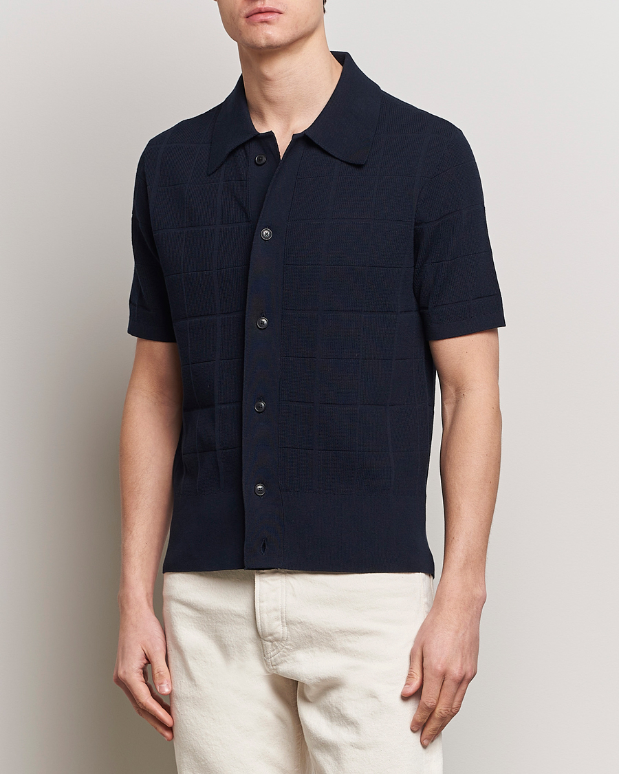 Homme | Polos | Tiger of Sweden | Araawen Short Sleeve Knitted Polo Light Ink