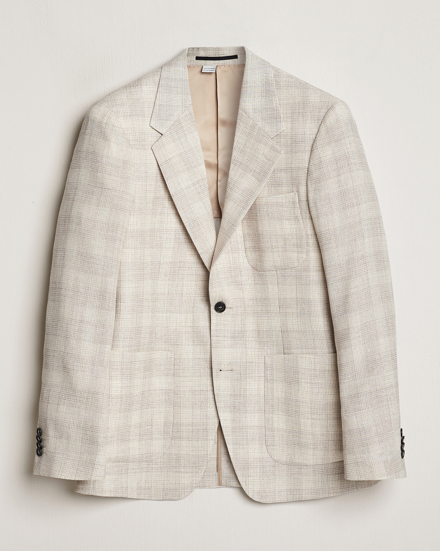 Homme | Blazers | Tiger of Sweden | Julien Half Lined Checked Blazer Natural White