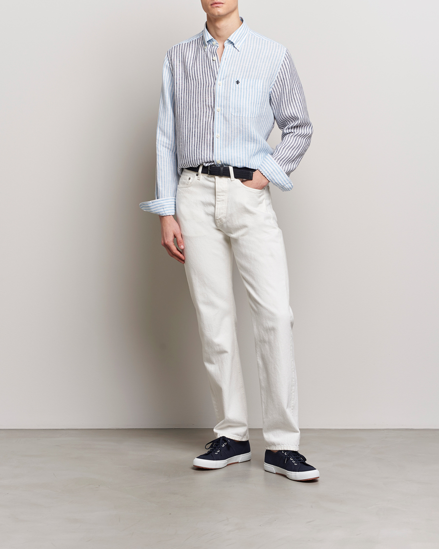 Homme | Chemises | Morris | Douglas Linen Mix Shirt Blue