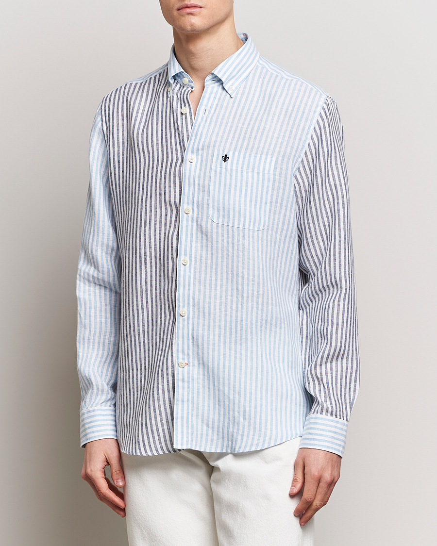 Homme | Chemises En Lin | Morris | Douglas Linen Mix Shirt Blue