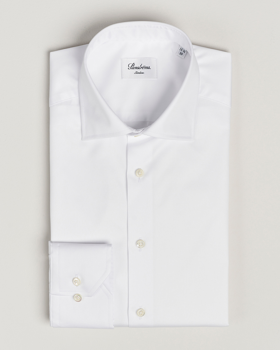 Homme | Chemises | Stenströms | Slimline Cotton Twill Cut Away Shirt White