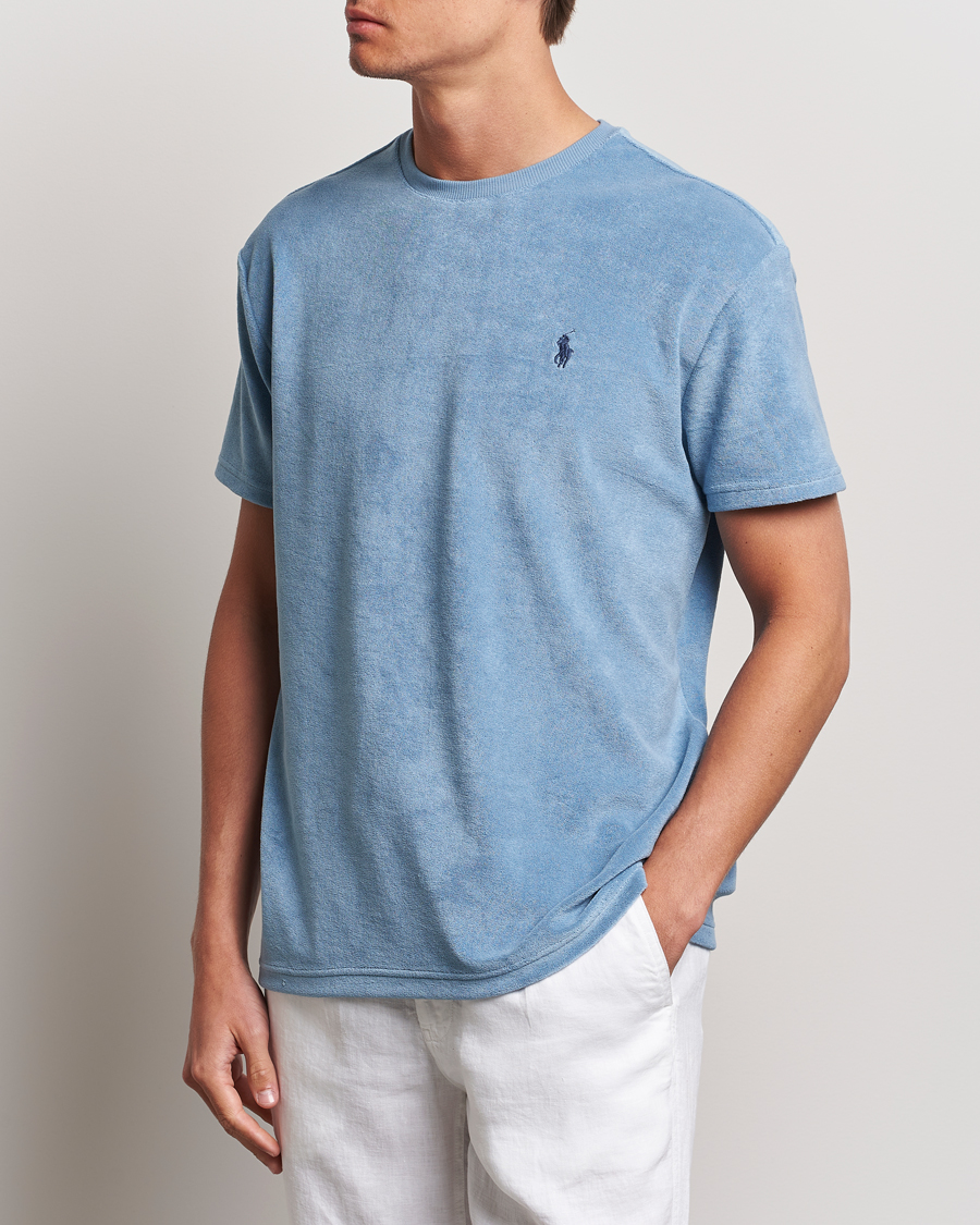 Homme | T-shirts | Polo Ralph Lauren | Cotton Terry Crew Neck T-shirt Vessel Blue