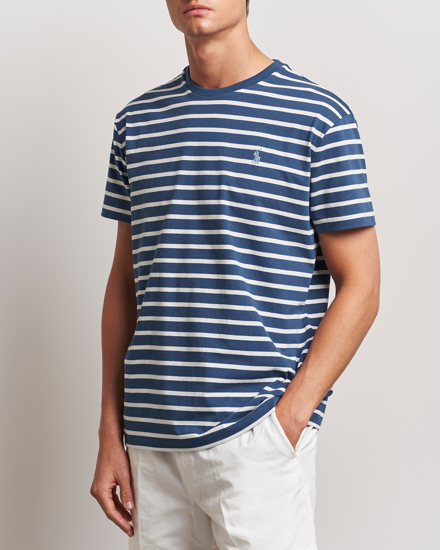Homme |  | Polo Ralph Lauren | Striped Crew Neck T-Shirt Clancy Blue/Nevis
