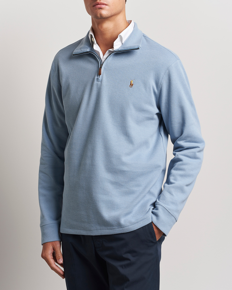 Homme | Pulls Et Tricots | Polo Ralph Lauren | Double Knit Jaquard Half Zip Sweater Vessel Blue