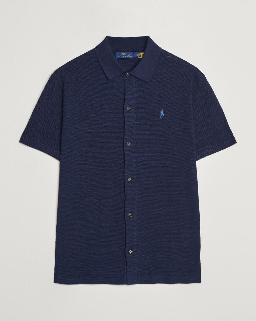 Homme | Chemises | Polo Ralph Lauren | Textured Knitted Short Sleeve Shirt Bright Navy