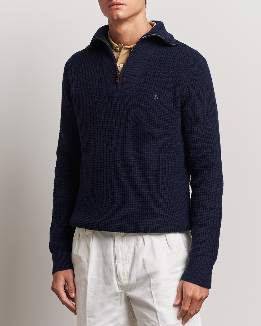 Homme | Pulls Et Tricots | Polo Ralph Lauren | Cotton/Wool Knitted Half Zip Hunter Navy