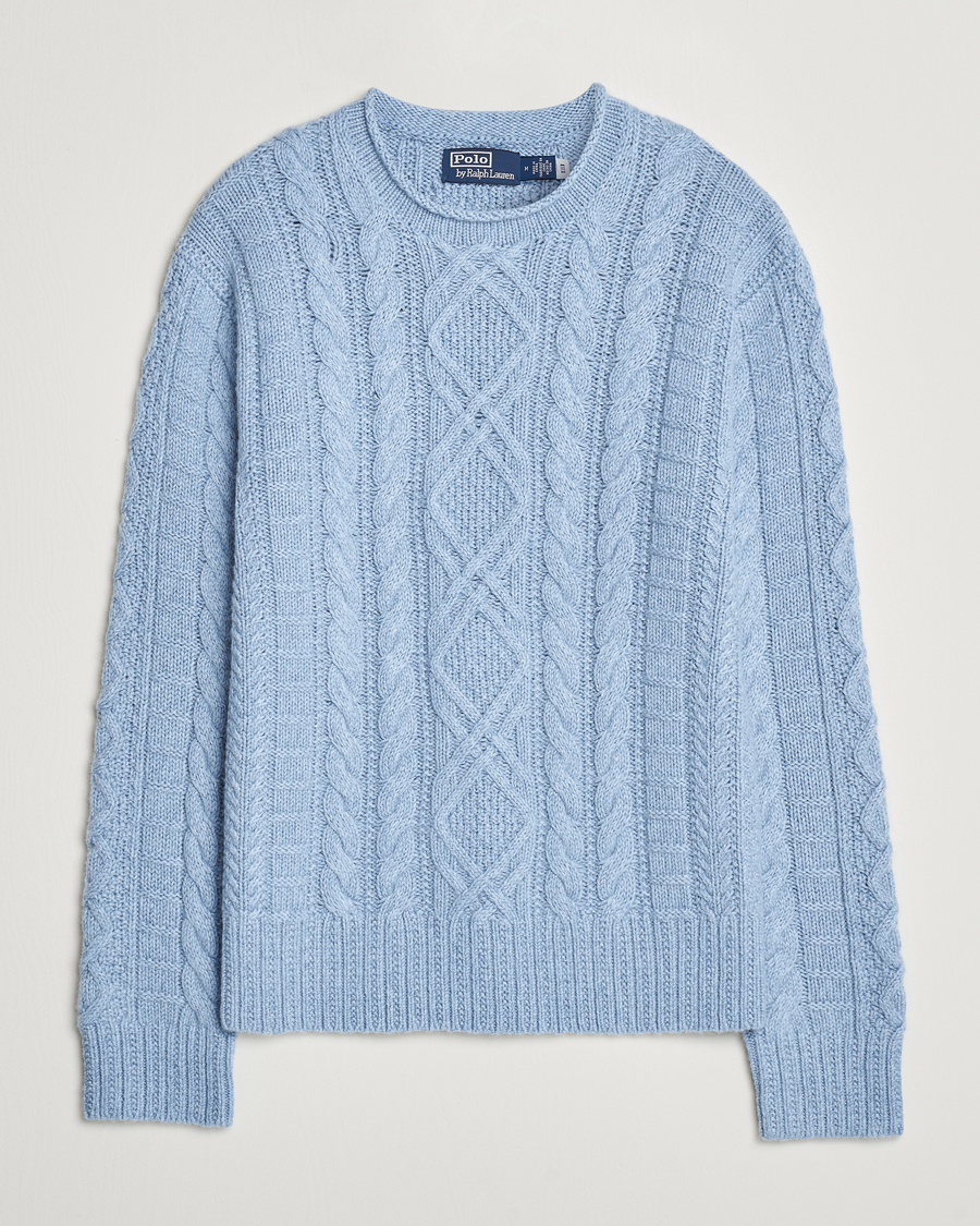 Homme | Pulls Et Tricots | Polo Ralph Lauren | Cotton Aran Knitted Sweater Light Chambray Heather
