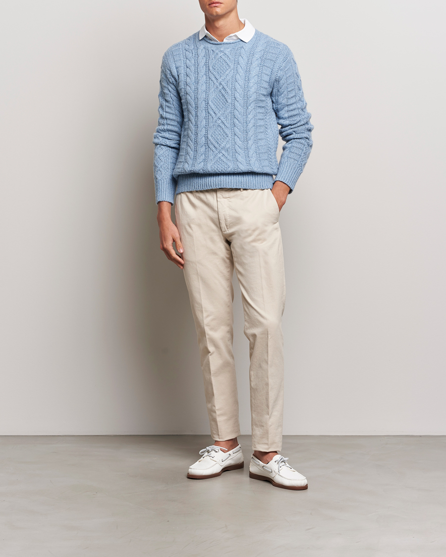 Homme | Pulls Et Tricots | Polo Ralph Lauren | Cotton Aran Knitted Sweater Light Chambray Heather